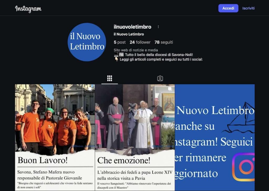 Il profilo Instagram del blog il Nuovo Letimbro