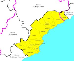 La mappa della diocesi di Savona-Noli