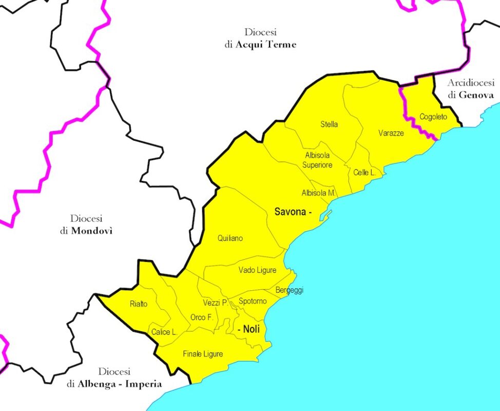 La mappa della diocesi di Savona-Noli