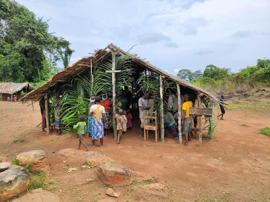 La cappella in uso nella comunità di Kanza, nella Repubblica Centrafricana