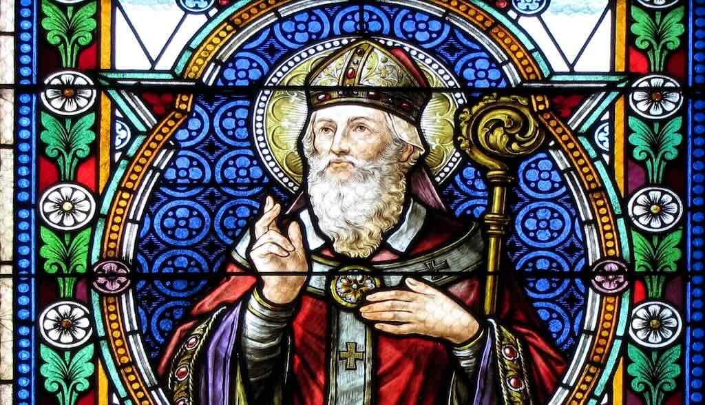 Sant’Eugenio Chiesa St-Laurent di Gougenheim Alsazia 01 Sant'Eugenio in una vetrata della Chiesa St-Laurent di Gougenheim ad Alsazia